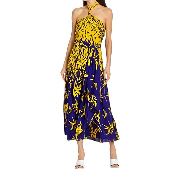 Proenza Schouler Women's Degrade Floral Halter Dress - Cobalt Mult Size M NEW - Picture 7 of 12